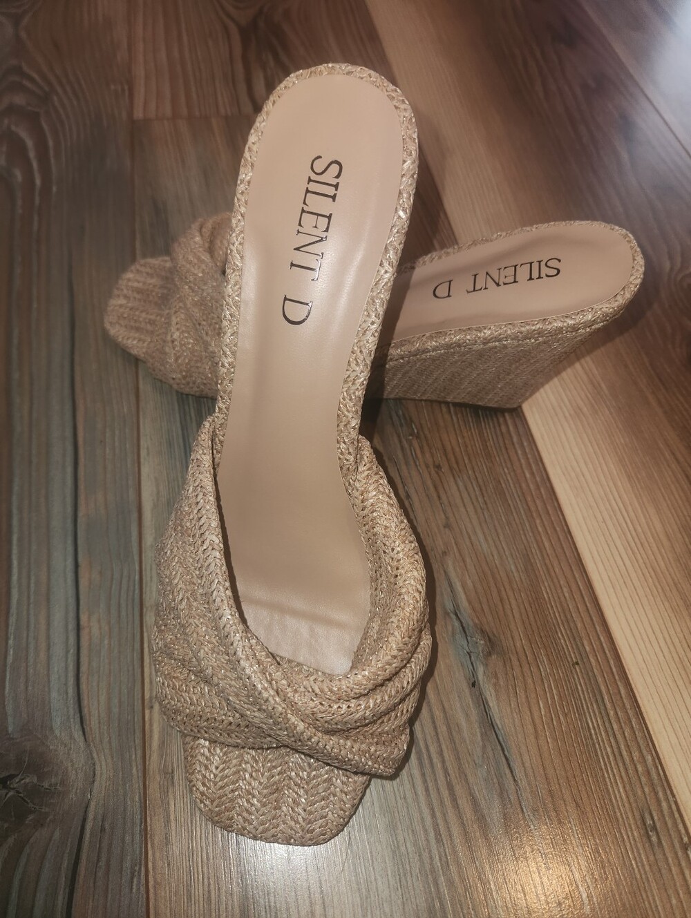 Anthropologie Silent D Woven Knotted Slide Sandals in Natural Size 40